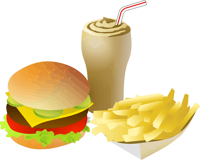 cheese burger, milkshake and french fries